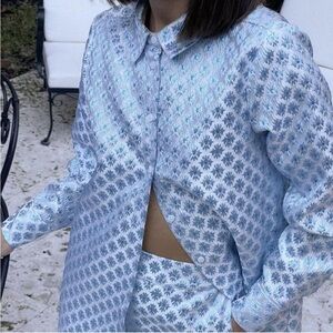 Hill House James shirt in Snowflake Brocade - NWT